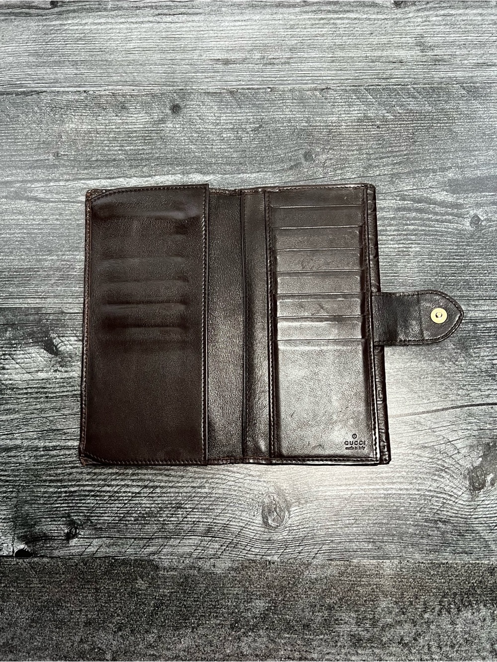 Authentic Gucci Chocolate Brown GUCCISSIMA  Wallet with Heart - Picture 5 of 13